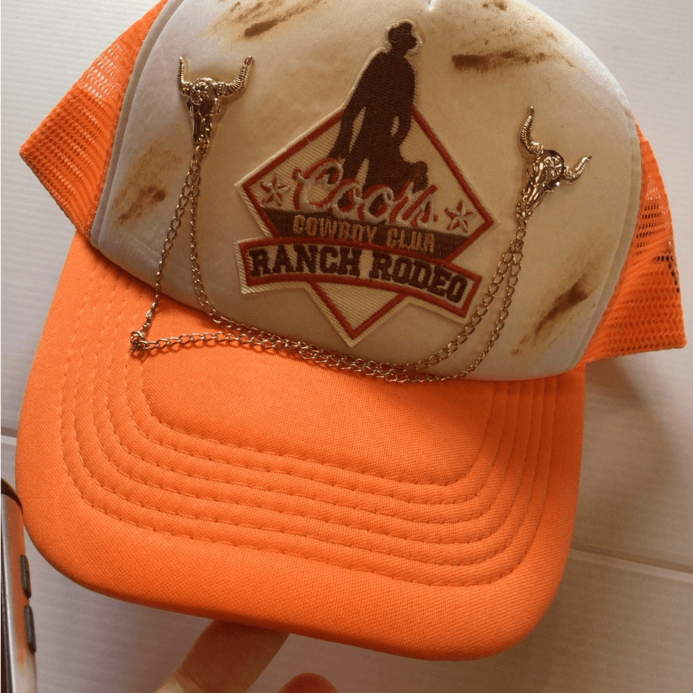 NEW! Upcycled Coors Ranch Rodeo Orange Cap - Picture 4 of 7